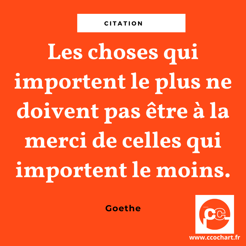 Les choses qui importent le plus ne doivent pas être à la merci de celles qui importent le moins. Johann Wolfgang von Goethe